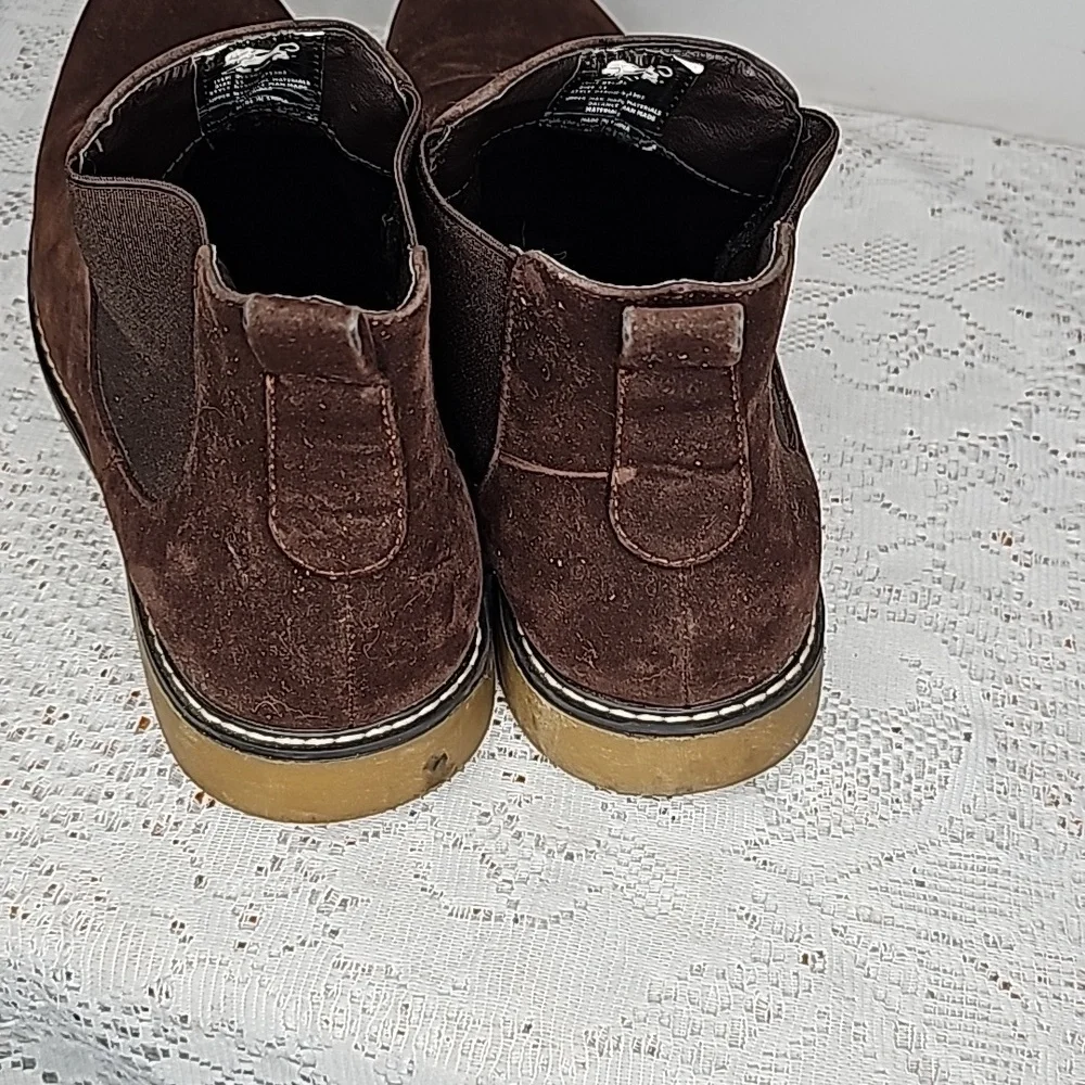 Leor Dyson faux suede mens brown pull on ankle chukka boots shoes sz 11